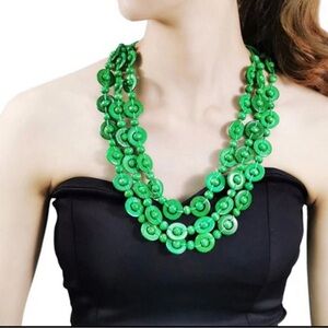 Vibrant Green Multi-Strand Statement Necklace